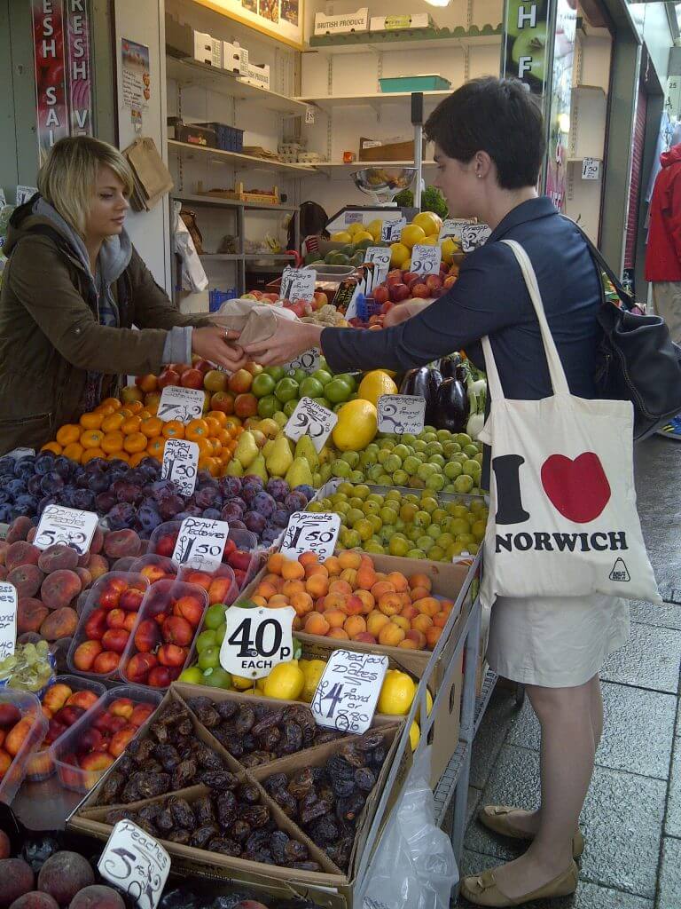 Chloe Smith MP Buy Local Challenge Norwich Market